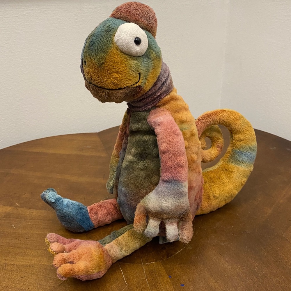 Jellycat London Chameleon 9" Plush Stuffed Animal Colin Tie Dye Rainbow Colorful